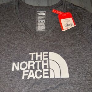 The North Face Women's Charcoal Size XL Slim Fit V-neck Tri-Blend Front Logo NWT